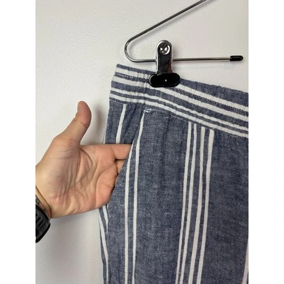 Old Navy Blue/White Striped Wide Leg Pants Women's Sz Large Casual Summer - Picture 3 of 7